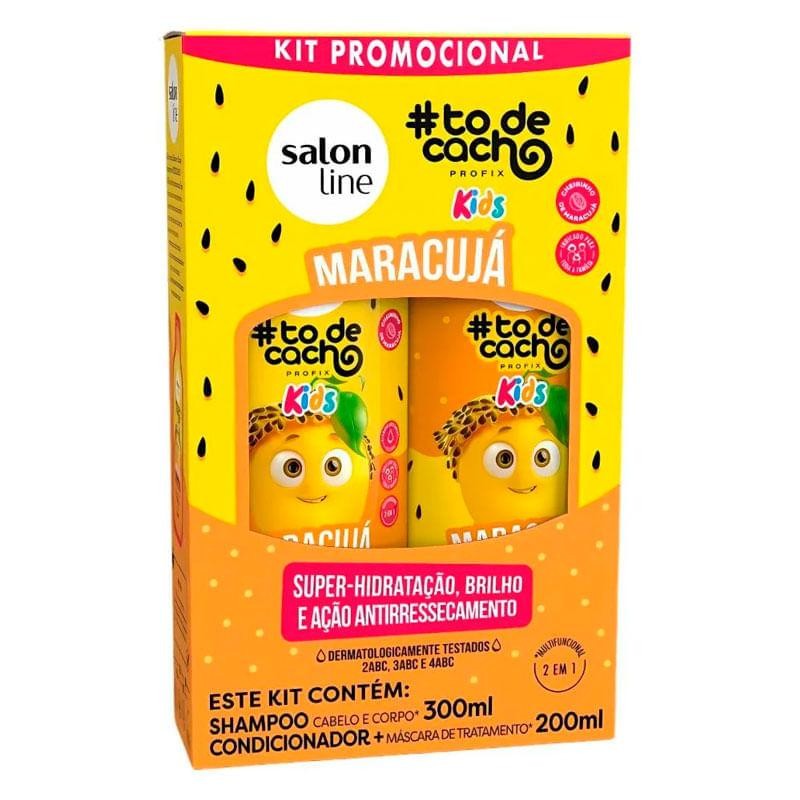 Kit Shampoo Salon line #Todecacho Kids Maracujá 300ml + Condicionador Salon line Maracujá 200ml em Oferta na Shopee
