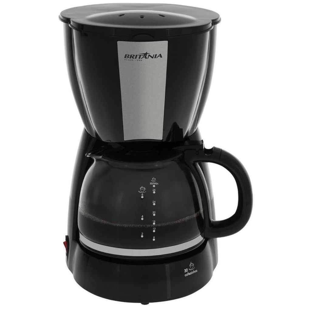 CAFETEIRA BRITANIA FAZ 30 XICARAS 800W C/ PORTA FILTRO preto 220V