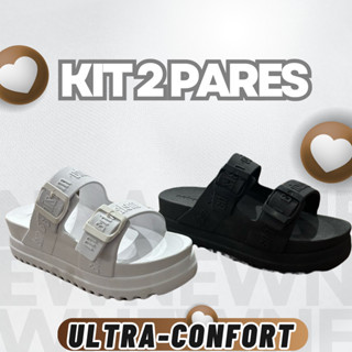 Kit 2 Pares Papete Sandália Chinelo Birken Plataforma Nuvem Confortável Macio Lançamento em Oferta na Shopee