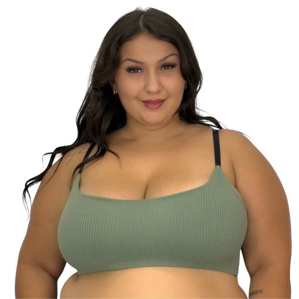 Sutiã Plus Size Tecido Canelado Top Grande Felícia