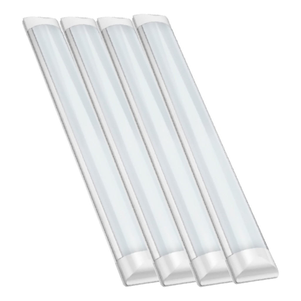 Kit Slim 4 Luminária Led 36w Tubular Sobrepor 120cm - Luz Branco Frio 6500k em Oferta na Shopee