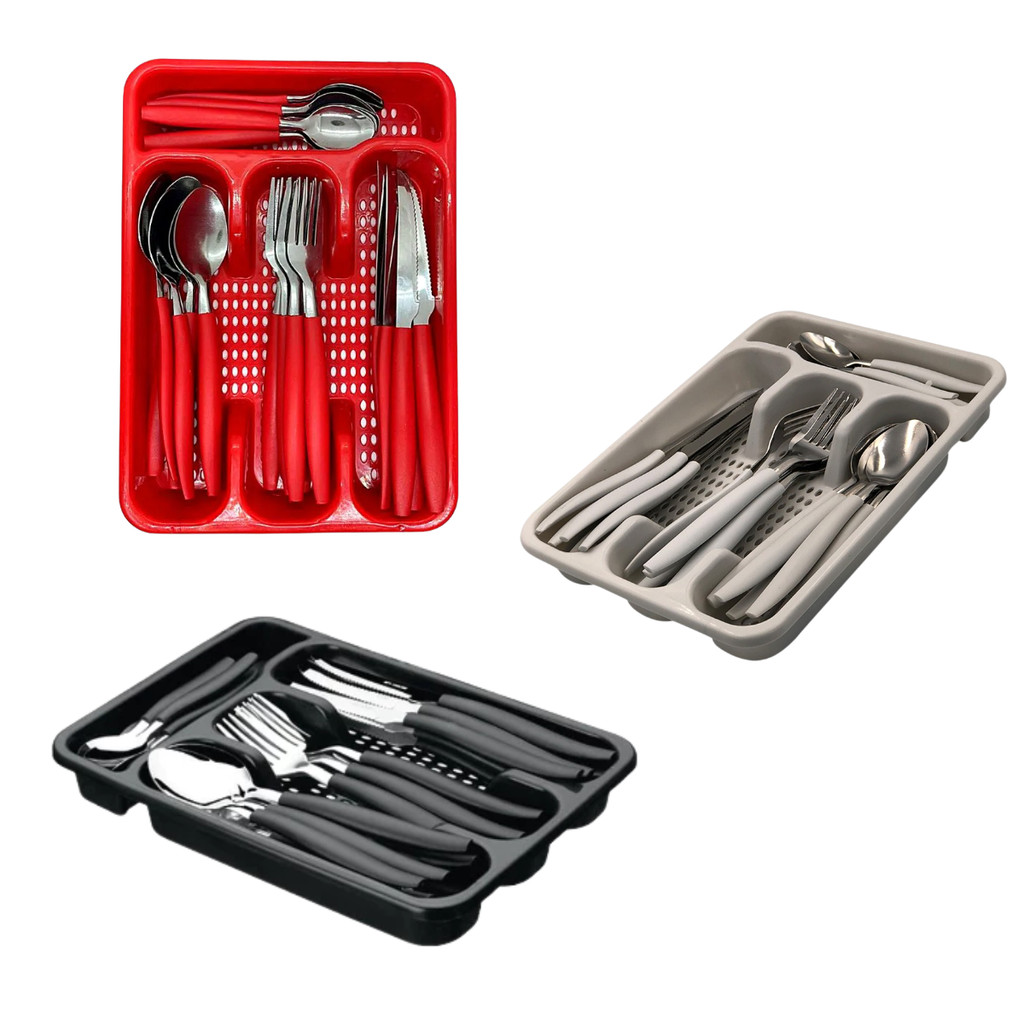 Jogo Talheres 25 Peças Facas Garfos Sobremesa Aço Inox Colheres Cozinha Churrasco Comida
