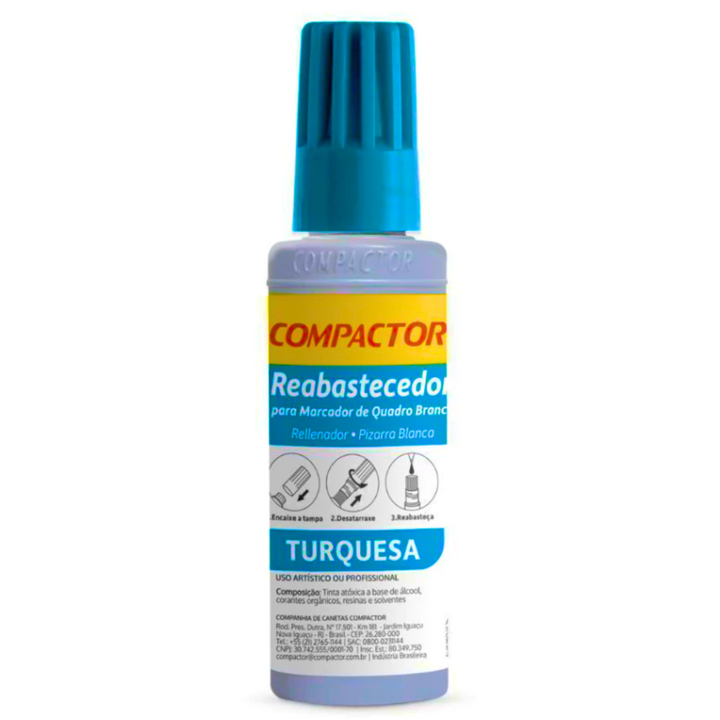 Reabastecedor  Refil Para Quadro Branco Compactor  30mL - TURQUESA em Oferta na Shopee