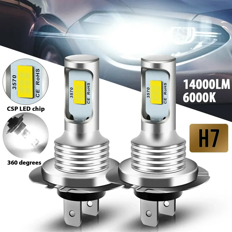 2Pcs Lâmpadas de Nevoeiro LED H7 Super Brilhantes CSP Kit de Farol LED DRL Luz Alta Baixa 6000K 3000K 12000K 12V 24V