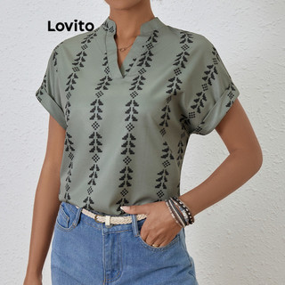 Lovito Blusa básica casual com estampa tribal para mulheres LBL19759 em Oferta na Shopee