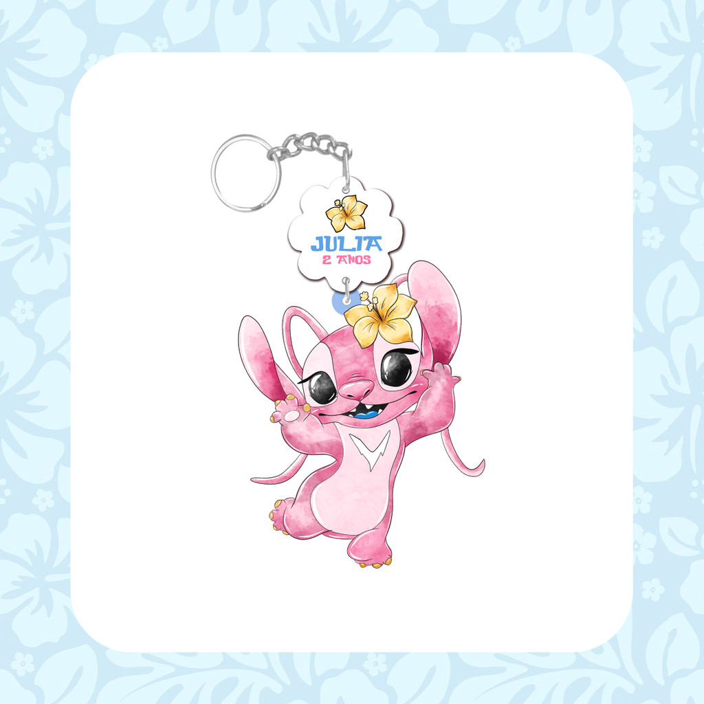 Chaveiro MDF Lembrança Lilo e Stitch personalizado c/ 40 unidades