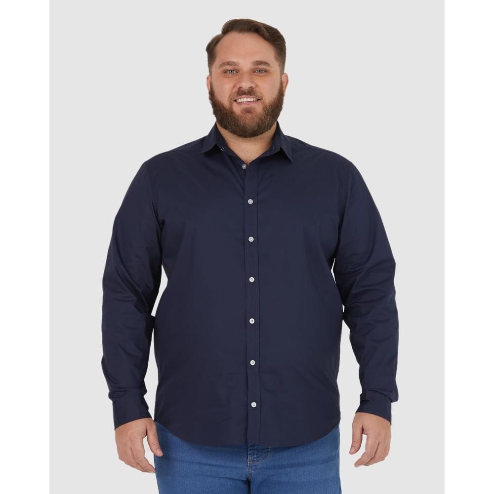 Camisa Básica Masculina Plus Size Manga Longa Em Tricoline em Oferta na Shopee
