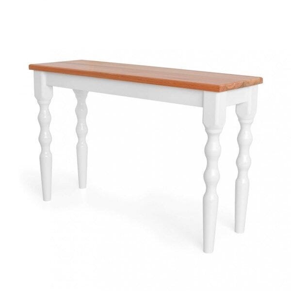 Aparador Madeira Maciça Pés Torneados 120x40cm Gardênia Yescasa Branco/Natural em Oferta na Shopee