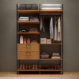 Closet Marselha 100% Mdf 2 Gavetas 8 Prateleiras Freijó/Preto - Panorama Móveis em Oferta na Shopee