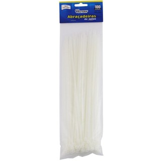 Abraçadeira de nylon branca 3,6 mm x 25 cm com 100 peças - Western