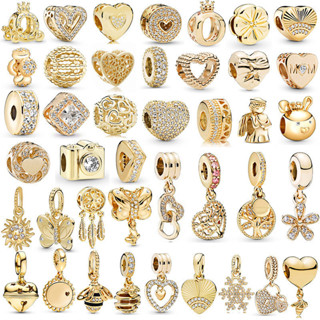 Charme Clássico 925 Pulseira De Prata Beaded DIY Pulseira Beaded Colar Pingente Ouro Love Tree Bell Pingente Beaded em Oferta na Shopee