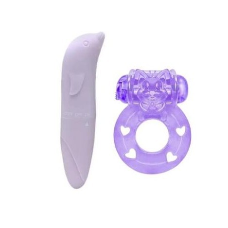 Kit Prazer & Sintonia: Vibrador Golfinho Aveludado + Anel Peniano Vibratório em Oferta na Shopee