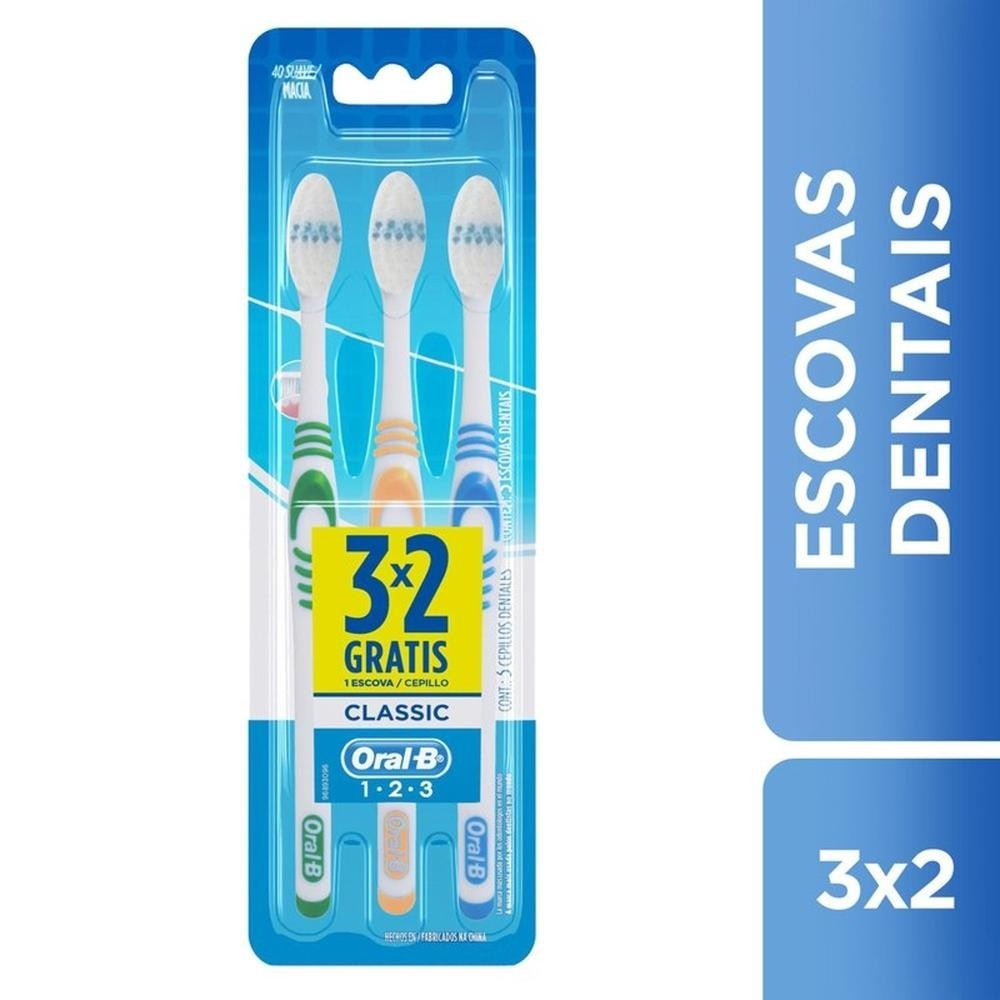 Escova Dental Oral-B 123 Classic Leve 3 Pague 2 em Oferta na Shopee