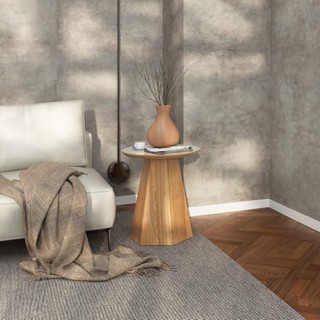 Mesa de Canto Base Hexagonal Nature Off White/Freijó - Dalla Costa em Oferta na Shopee