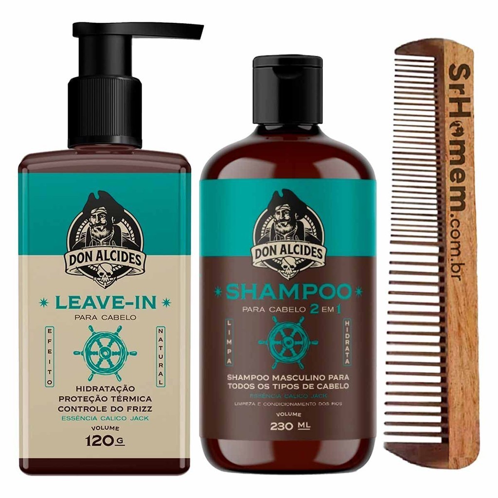 Leave-in Shampoo Cabelo Calico Jack Pente Duplo Don Alcides