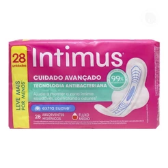 INTIMUS ABSORVENTE TECNOLOGIA ANTIBACTERIANA EXTRA SUAVE COM ABAS DE 28 UNIDADES
