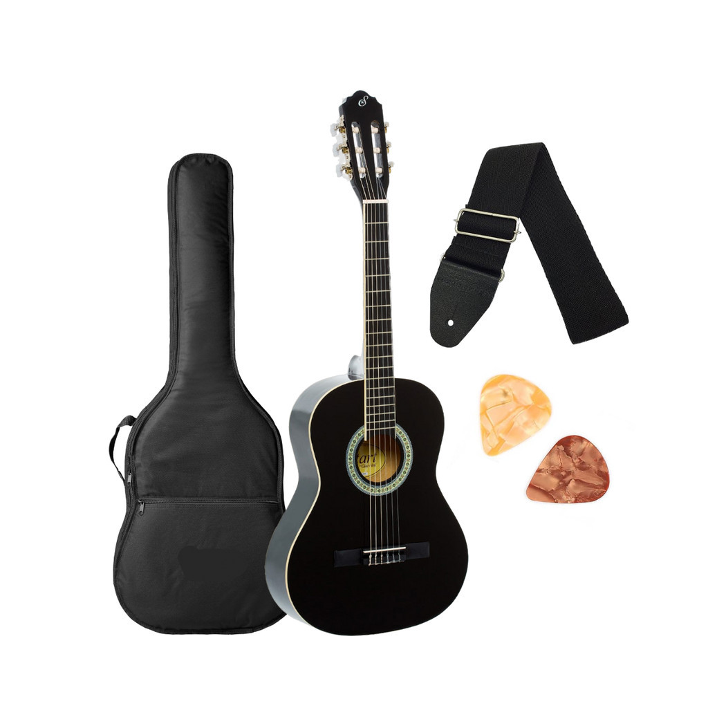 Violão Infantil 3/4 Estudo Giannini Start N-6 BK Preto Brilhante Nylon Destro + Acessórios