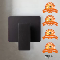 Acabamento Para Registro Monocomando Chuveiro Quadrado Padrão Base Docol Em Metal Preto Fosco Luxo