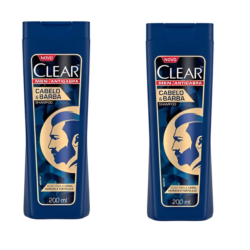 Shampoo Clear Men Anti-Caspa Cabelo e Barba 200mlC/2 Unidades