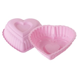 Forma de silicone 25x23,5cm para bolos tortas e pudins formato Coração 1375ml Rosa em Oferta na Shopee