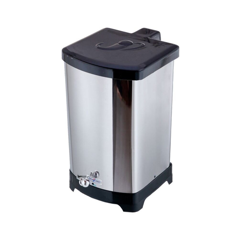 Lixeira Quadrada Inox Banheiro Cozinha Cesto de Lixo Pedal Tampa Plastico 20L