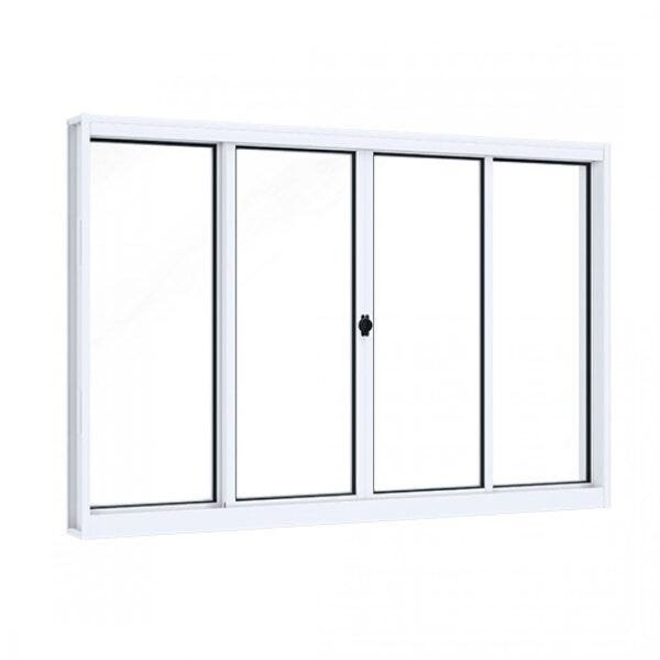 Janela de Aço de Correr 100x100cm 4 Folhas com Vidro Liso Riobras 100cm x 100cm - Home & Living