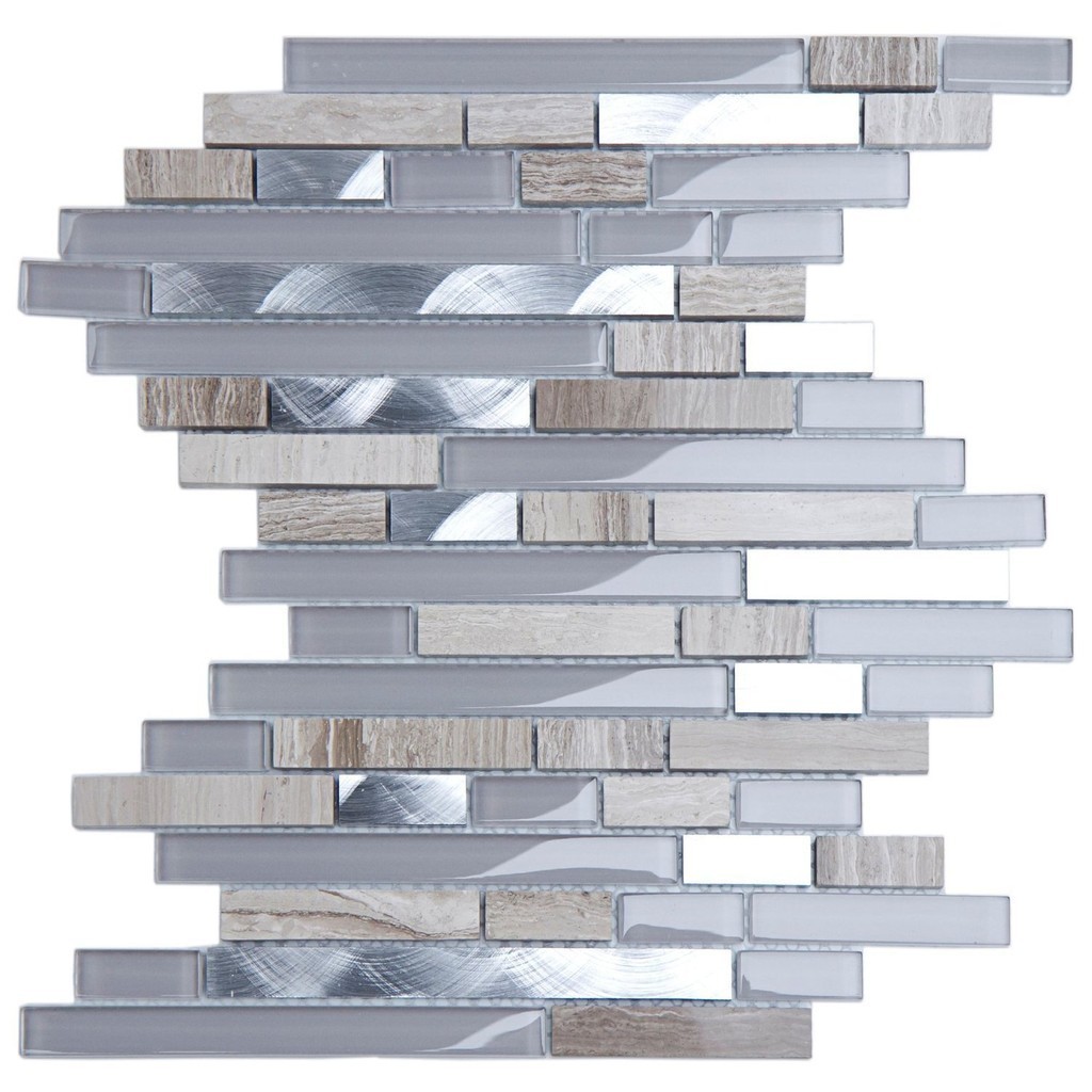 Pastilha de Vidro Marmore de 30cm X 30cm Rende  Glass Mosaic Lilás/Metal