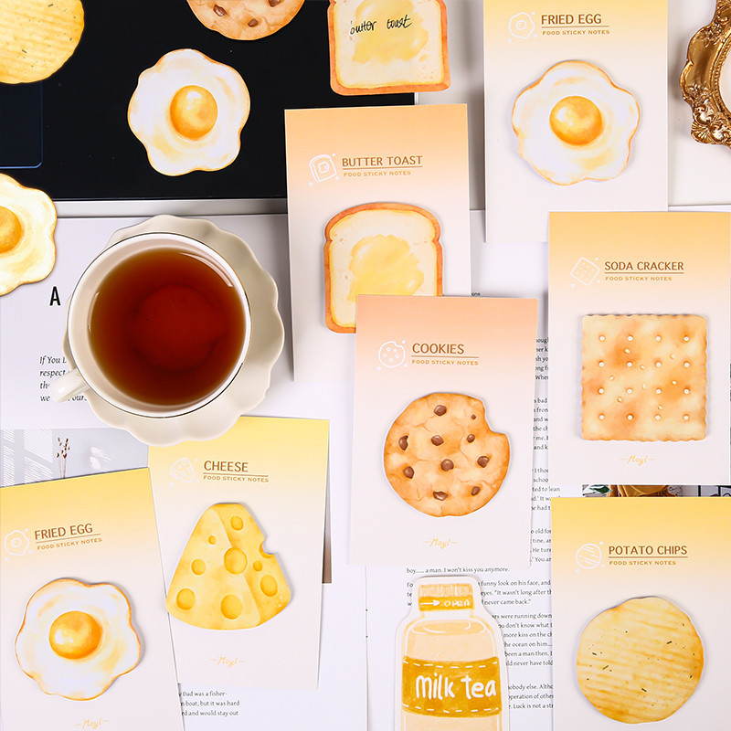 30 Folhas De Notas Adesivas De Série De Alimentos Realistas , Bloco Portátil Para Estudantes