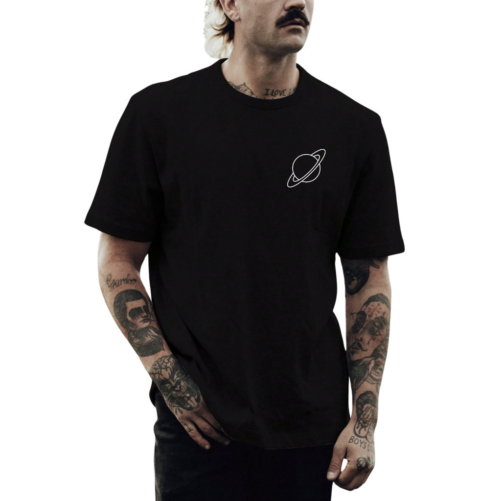 Camiseta Masculina Streetwear T-shirt Planeta Saturno tecido confortável 100% Algodão penteado  Authentic Aesthetic