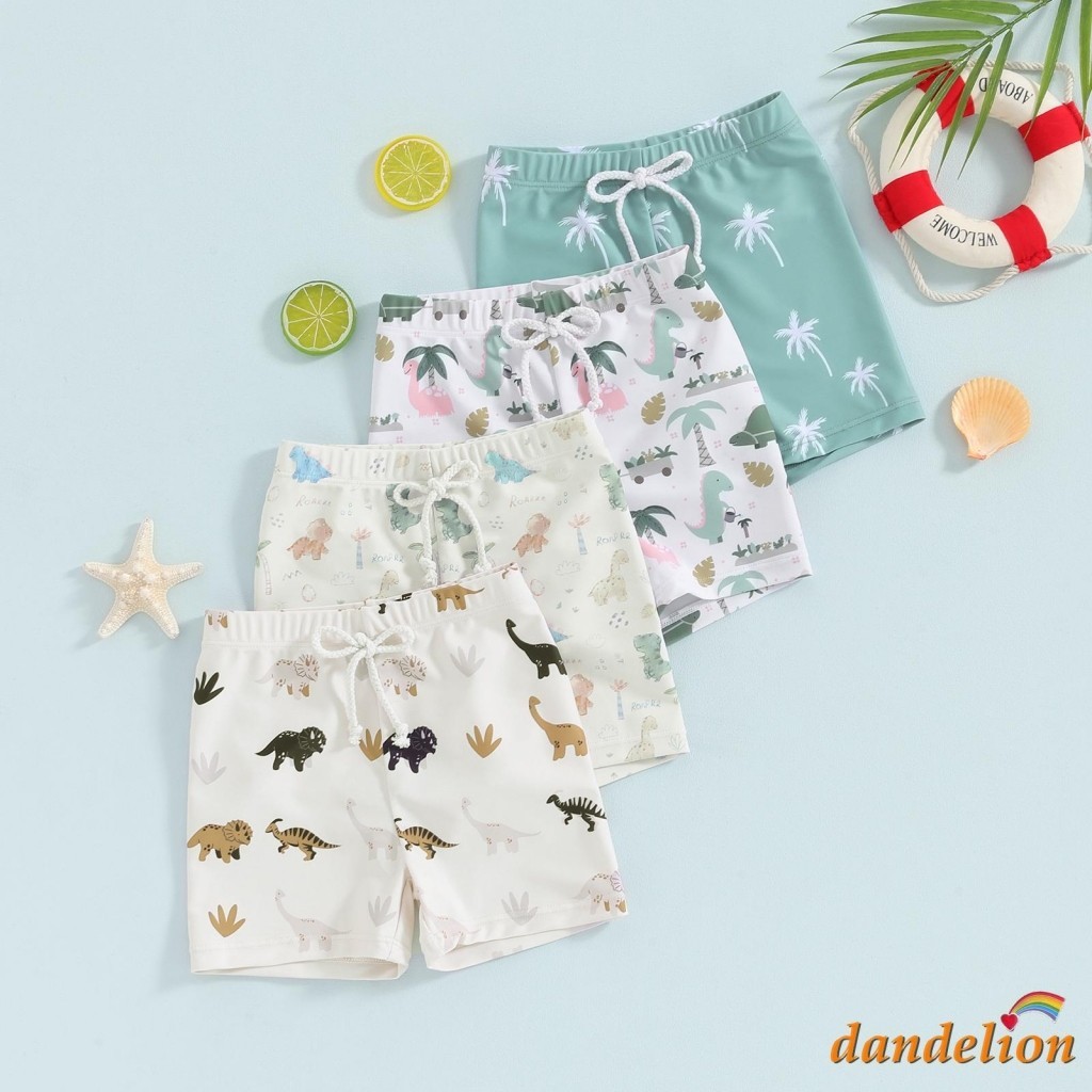 6 Meses-4 Anos Meninos Pequenos Calções De Banho Dinossauro Elástico Casual De Cintura Impressão Baby Toddler Para A Baía De Verão