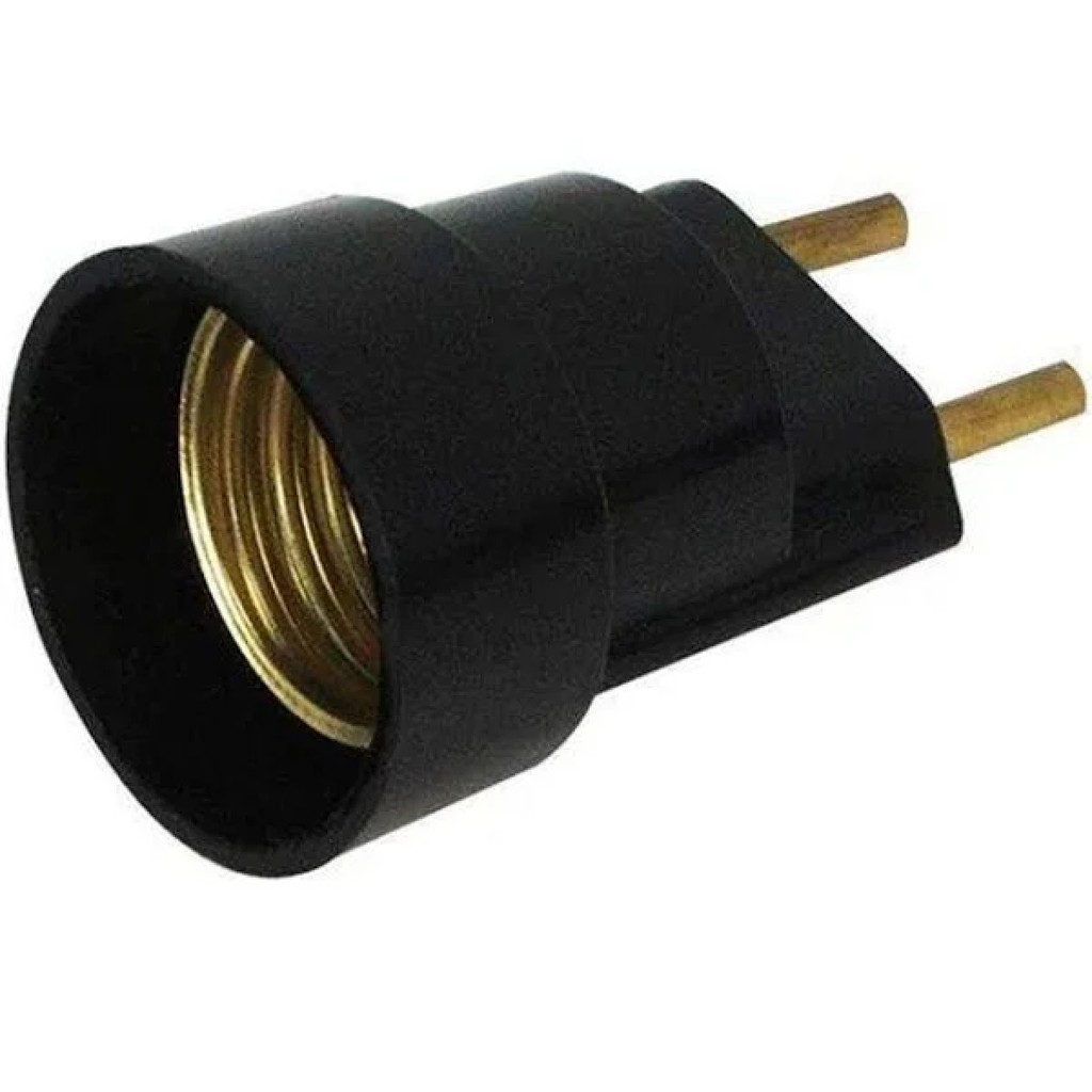 Bocal Adaptador Foxlux E-27 com Plug Macho Preto | Instalação prática, versatilidade no uso em Oferta na Shopee