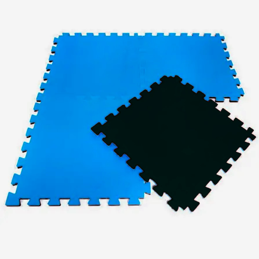 TATAME EVA 100x100x30MM - DUPLA FACE AZUL E PRETO PARA ACADEMIA / PILATES