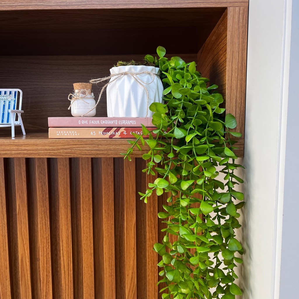 Vaso Decorado com laço e Folhagem Eucalipto artificial 60cm em Oferta na Shopee