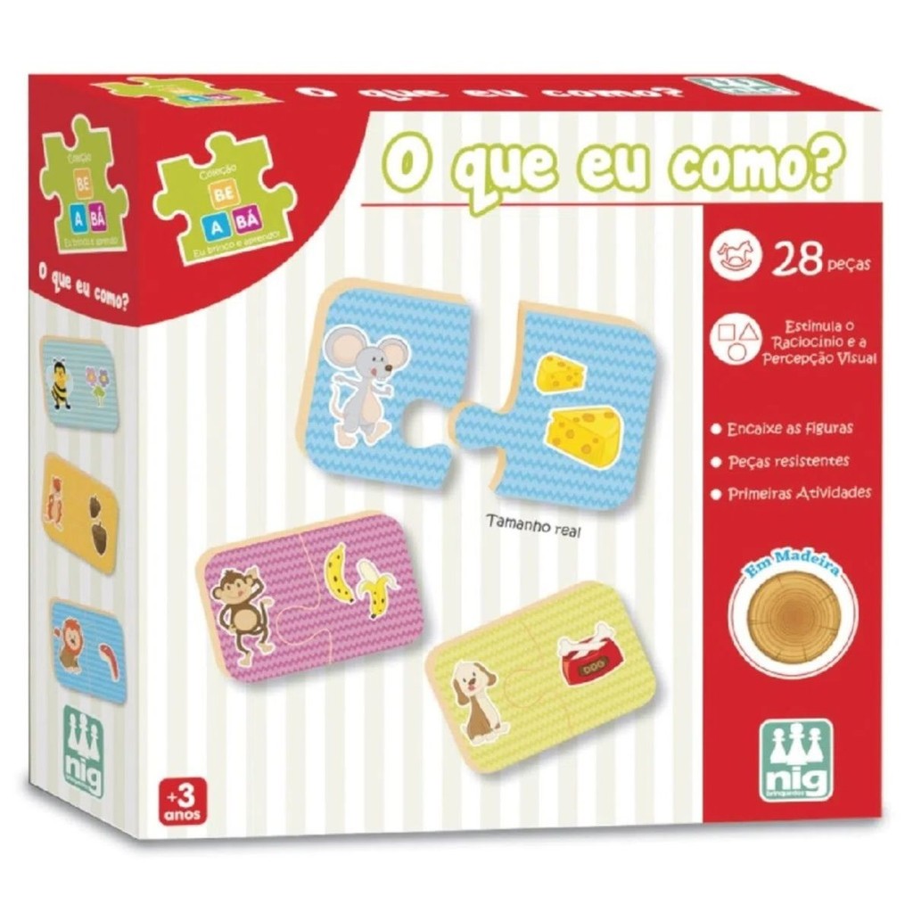 Jogo Be A Bá O Que Eu Como? 28 Peças Em Madeira 0411 - Nig em Oferta na Shopee