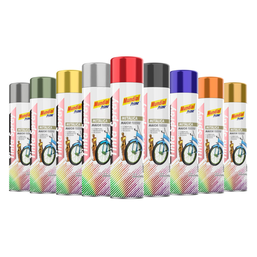 Tinta em Spray Metálico 400ml Mundial Prime em Oferta na Shopee