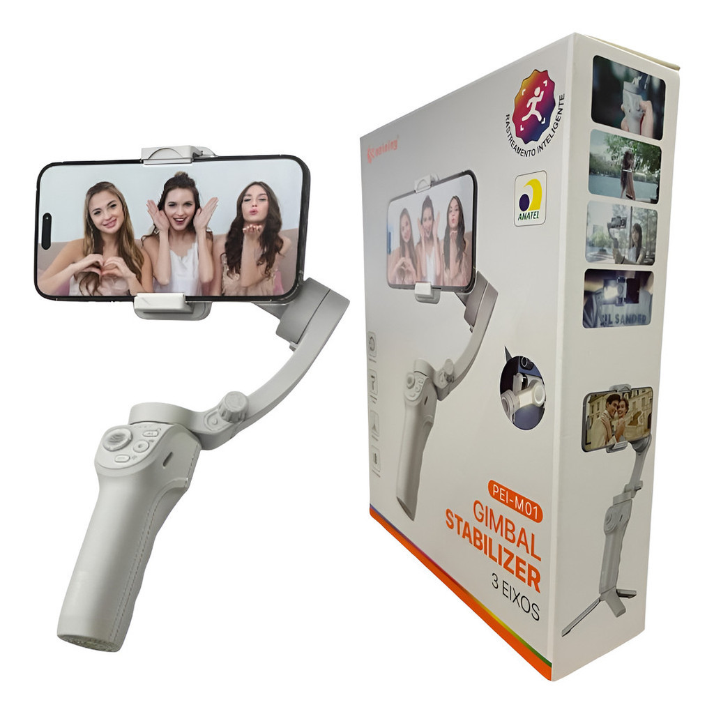 Estabilizador Rotação Para Celular 3 Eixos Filmagem Dobrável