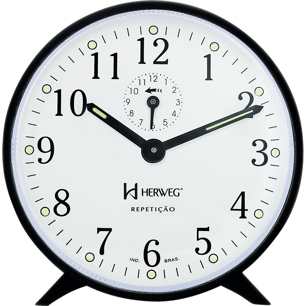 Relógio Despertador Antigo A Cordas Herweg 2320 Preto