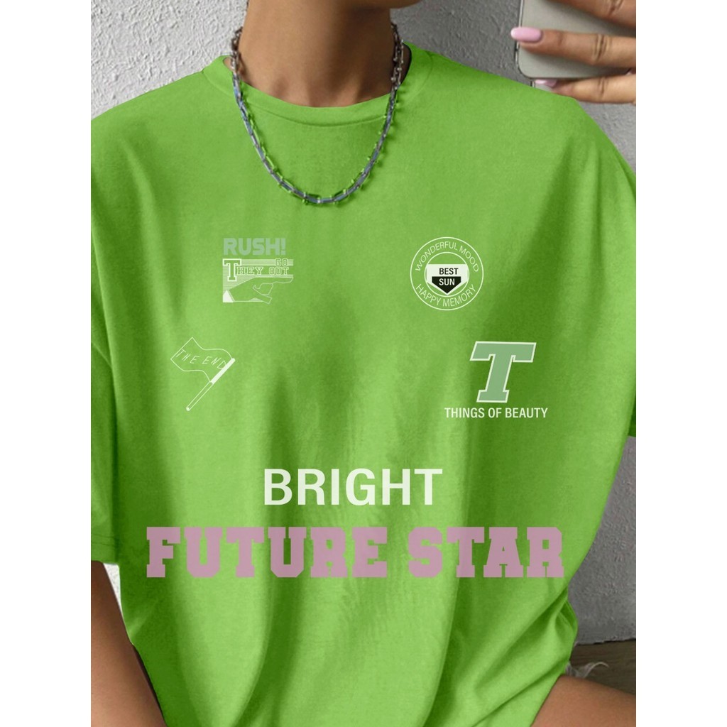 Camiseta Academia Moderna Personalizada Verde Confortável Poliester Blusa Estampada Oversized
