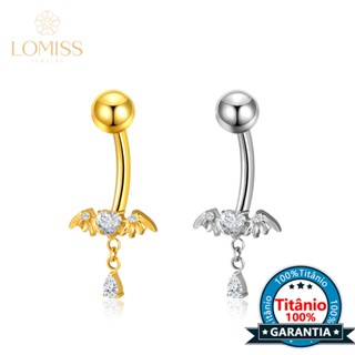 Piercing Banana Titânio Umbigo Coração Zircônia Com Asas De Morcego em Oferta na Shopee