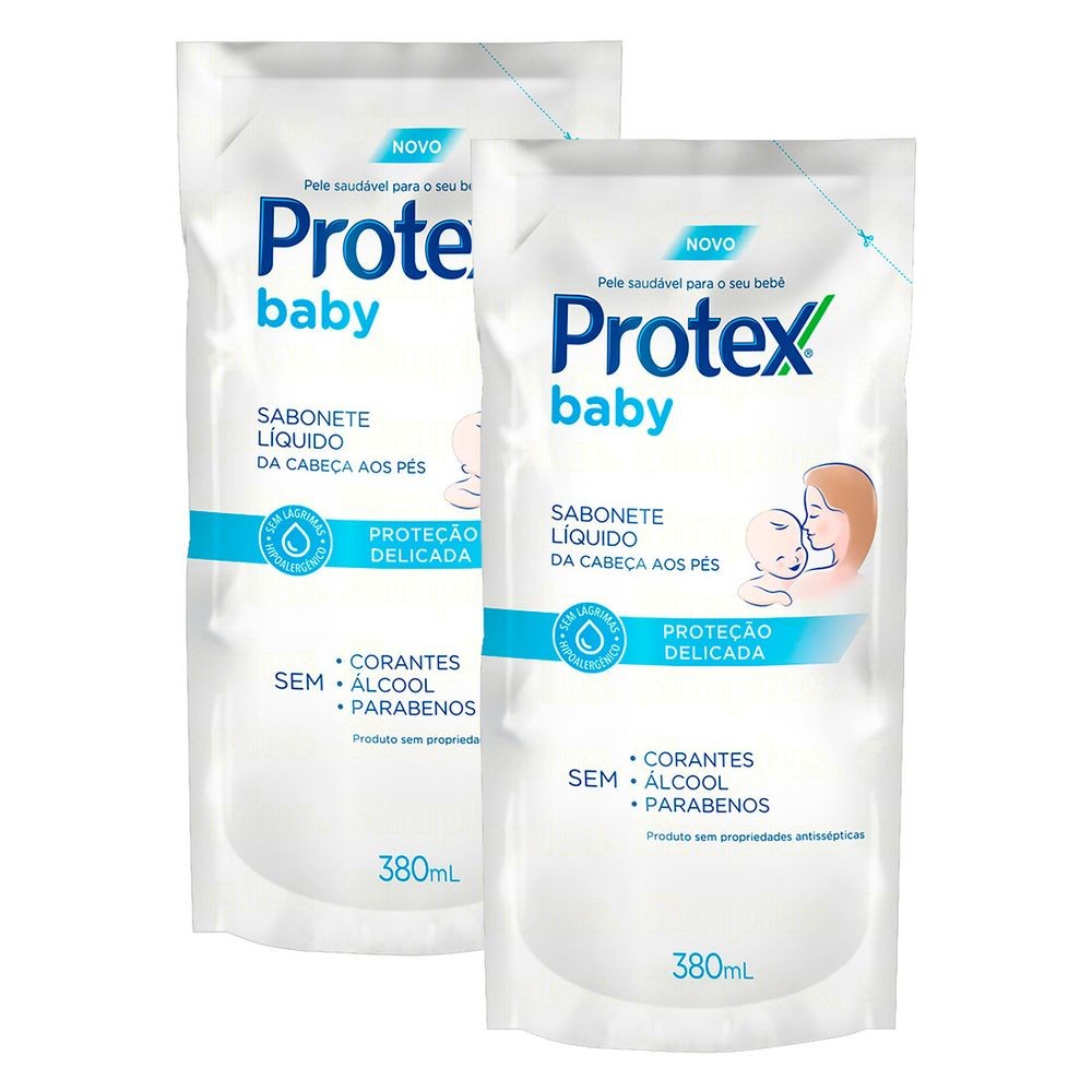 Kit 2 Sabonete Líquido Protex Baby Proteção Delicada Refil 380ml em Oferta na Shopee
