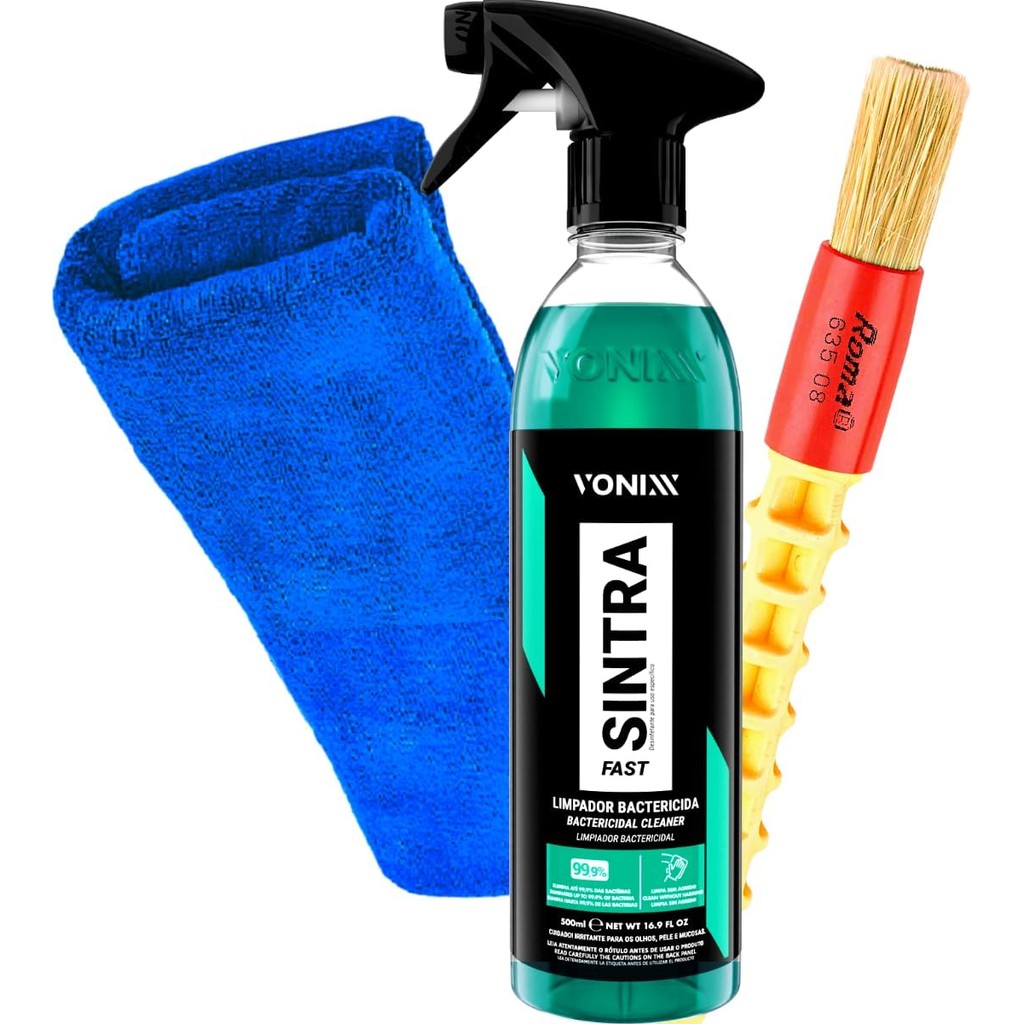 Sintra Fast Limpador Bactericida Multiação Limpeza Geral Automotiva Pincel de Limpeza Pano Toalha Microfibra
