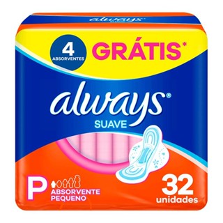 Absorvente Always Suave Com Abas Tamanho P 32 Unidades em Oferta na Shopee