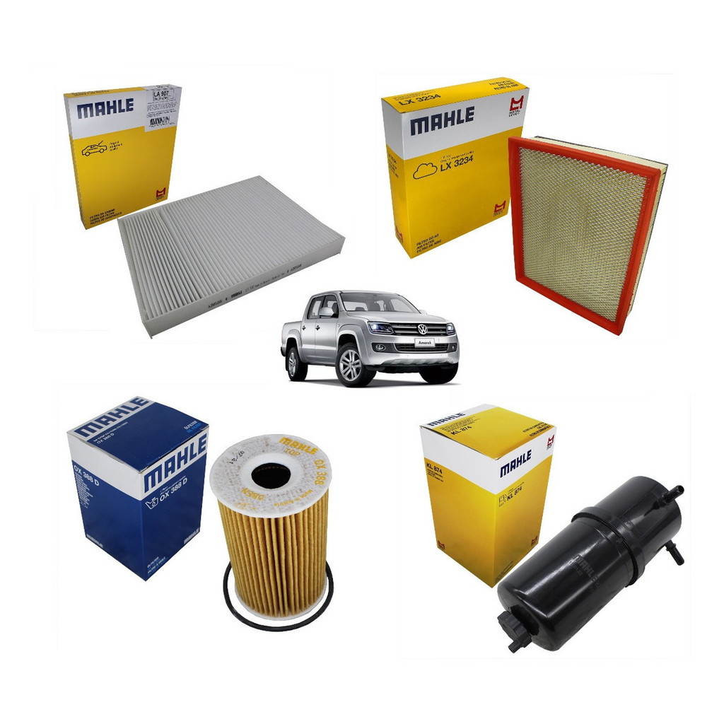 Kit Filtro Revisão Amarok 2.0 2010 2011 2012 FILTROS Original Mahle  OLEO  FILTRO AR CABINE  AR MOTOR COMBUSTIVEL