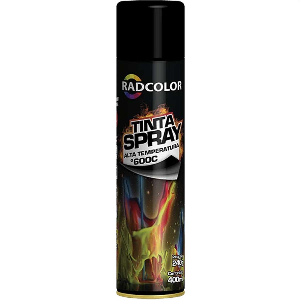 Tinta Spray Preto Alta Temperatura Radcolor 400ml RC2103