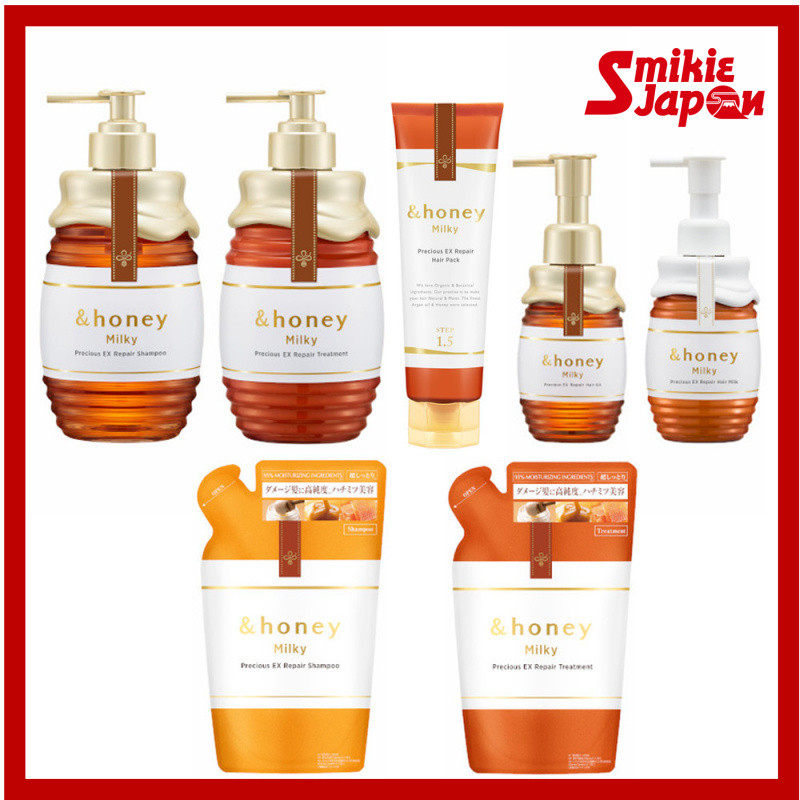 & honey Milky Precious EX Repair Shampoo Tratamento 500ml Óleo Capilar 105ml Leite Direto Do Japão