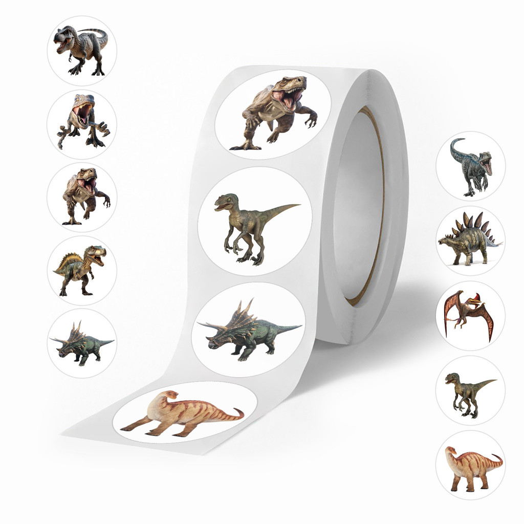 500 Peças 10 Imagens Reais Dinossauros Jurássicos Adesivos Rolo/Fita Adesiva