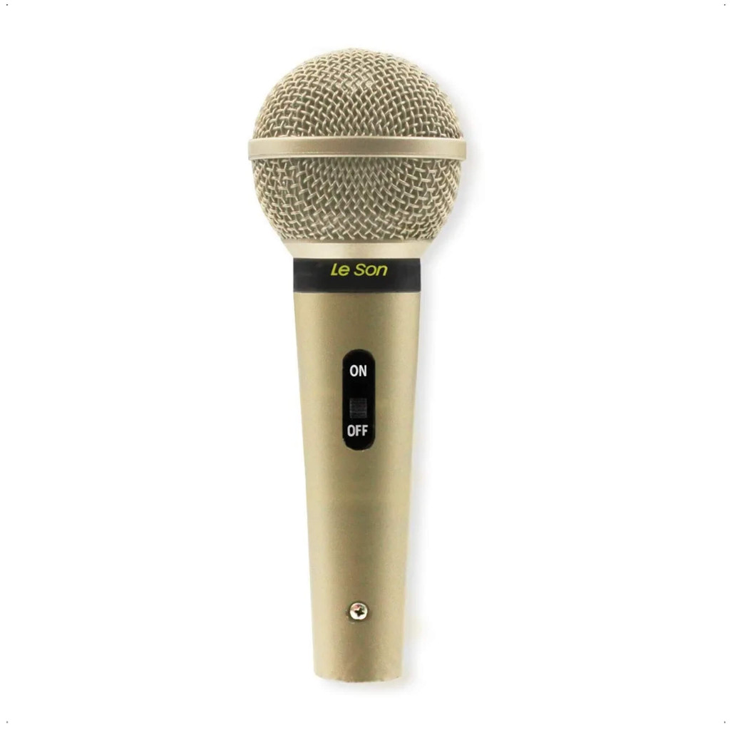 Microfone com Fio Profissional Champanhe Cabo de 3 metros SM-58 P4 - Leson 2AM002262 - Audio