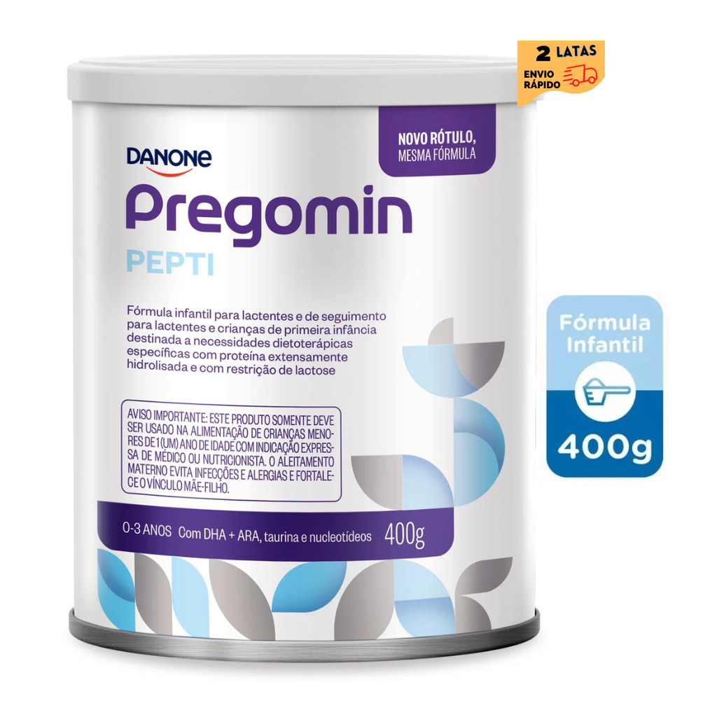 2 latas - PREGOMIN Pepti - Fórmula infantil em pó Danone- 400gr