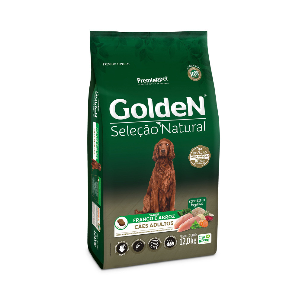 GOLDEN SELECAO NATURAL CAES ADULTO MEDIO FRANGO E ARROZ 12KG