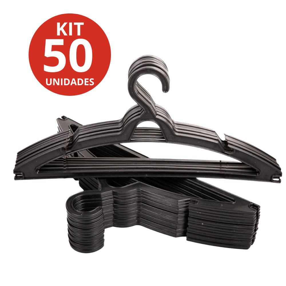 Kit 50 Cabides Preto Adulto Reforçado Premium em Oferta na Shopee